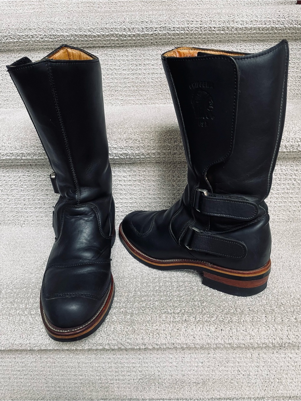 Chippewa 27862 Rally Engineer Biker Boots USA Made Black Leather Vibram Soul 8D